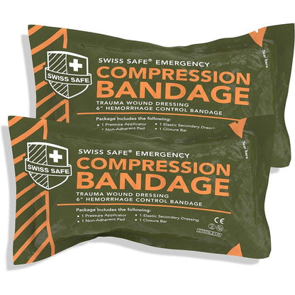 Swiss Safe 6 inch Israeli bandage trauma kit front view sterile packaging