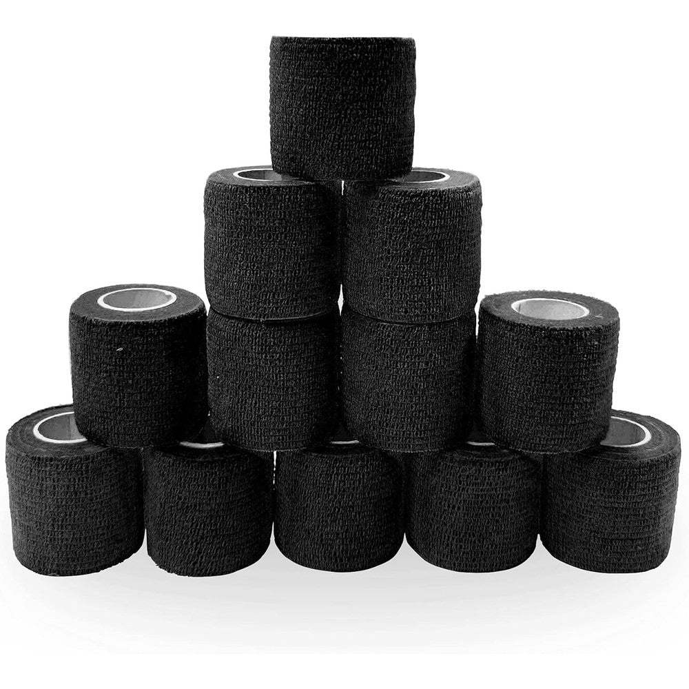 SUPERBE Self Adhesive Bandage Wrap front view of 12 black rolls box.