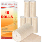 Healqu Premium Elastic Bandage front view box of 10 rolls for compression therapy.