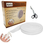 Medcore Fix Tubular Net Bandage Size 4 front view of the 10 yard roll and medical scissors.