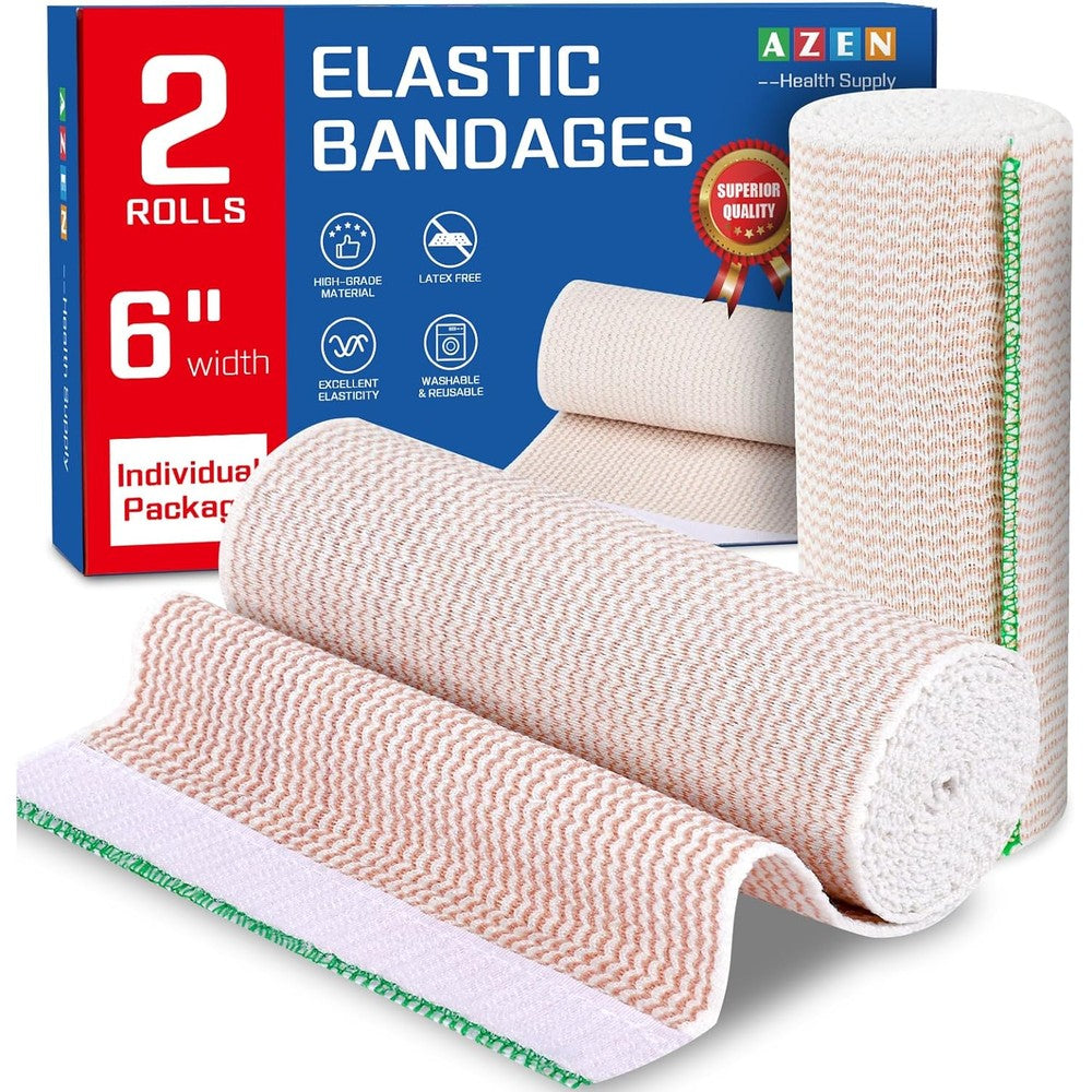 AZEN Premium Elastic Bandage Wrap 2 Pack front view compression support