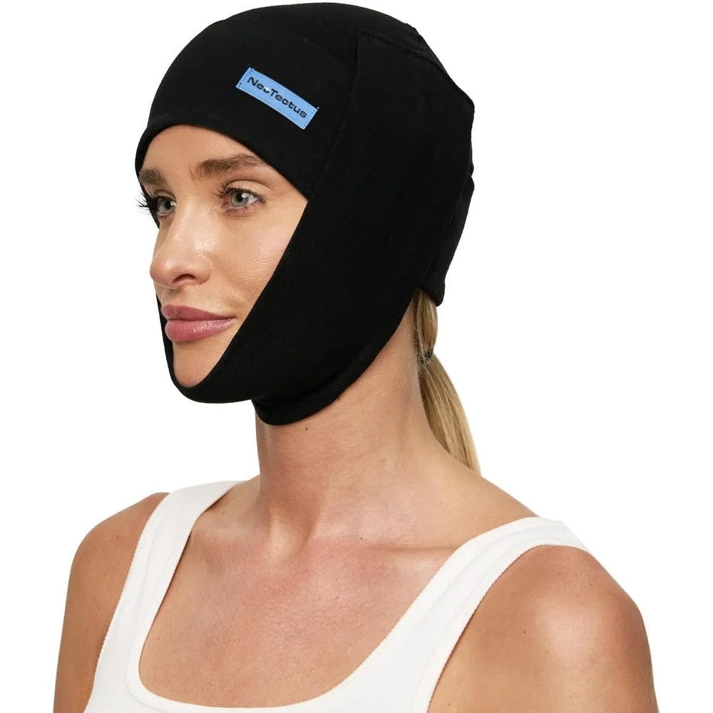 NeoTectus post-facelift compression garment front view for surgical recovery.