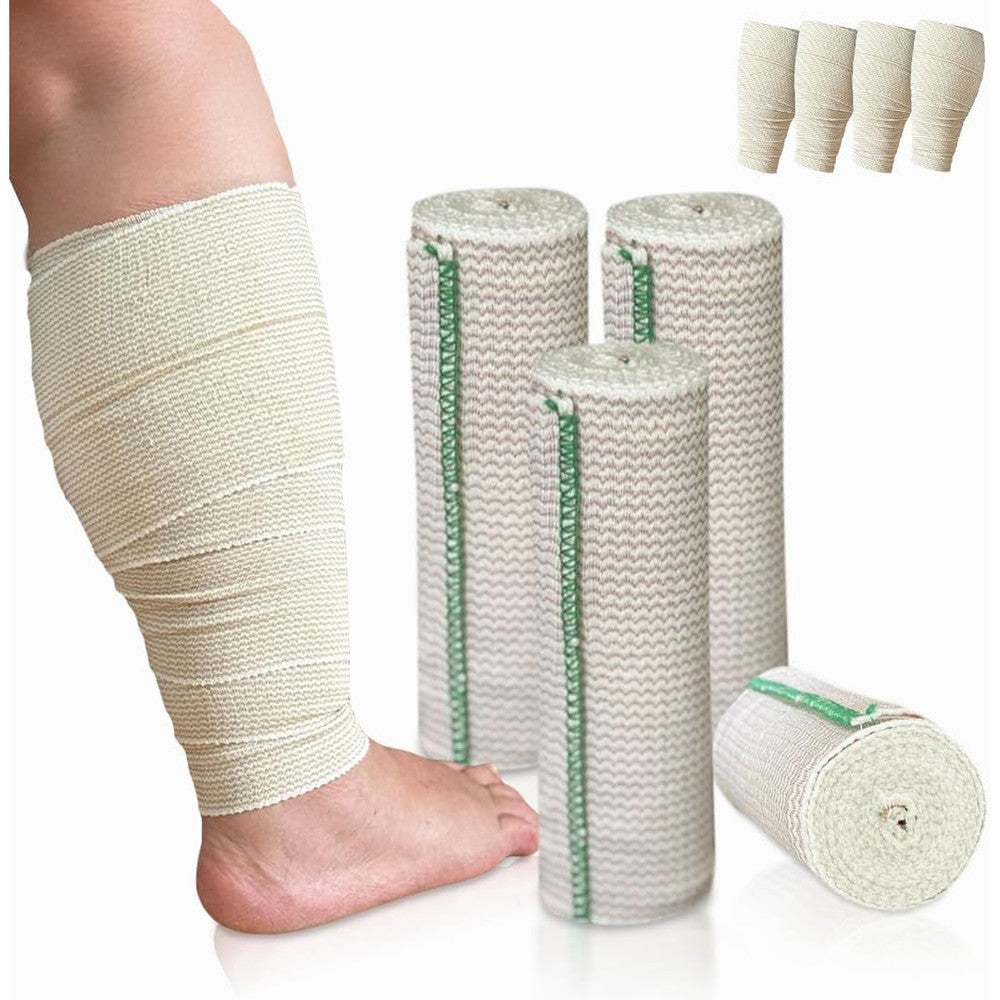 Beltwell Wide Compression Bandages 4 pack front view showing velcro closure.