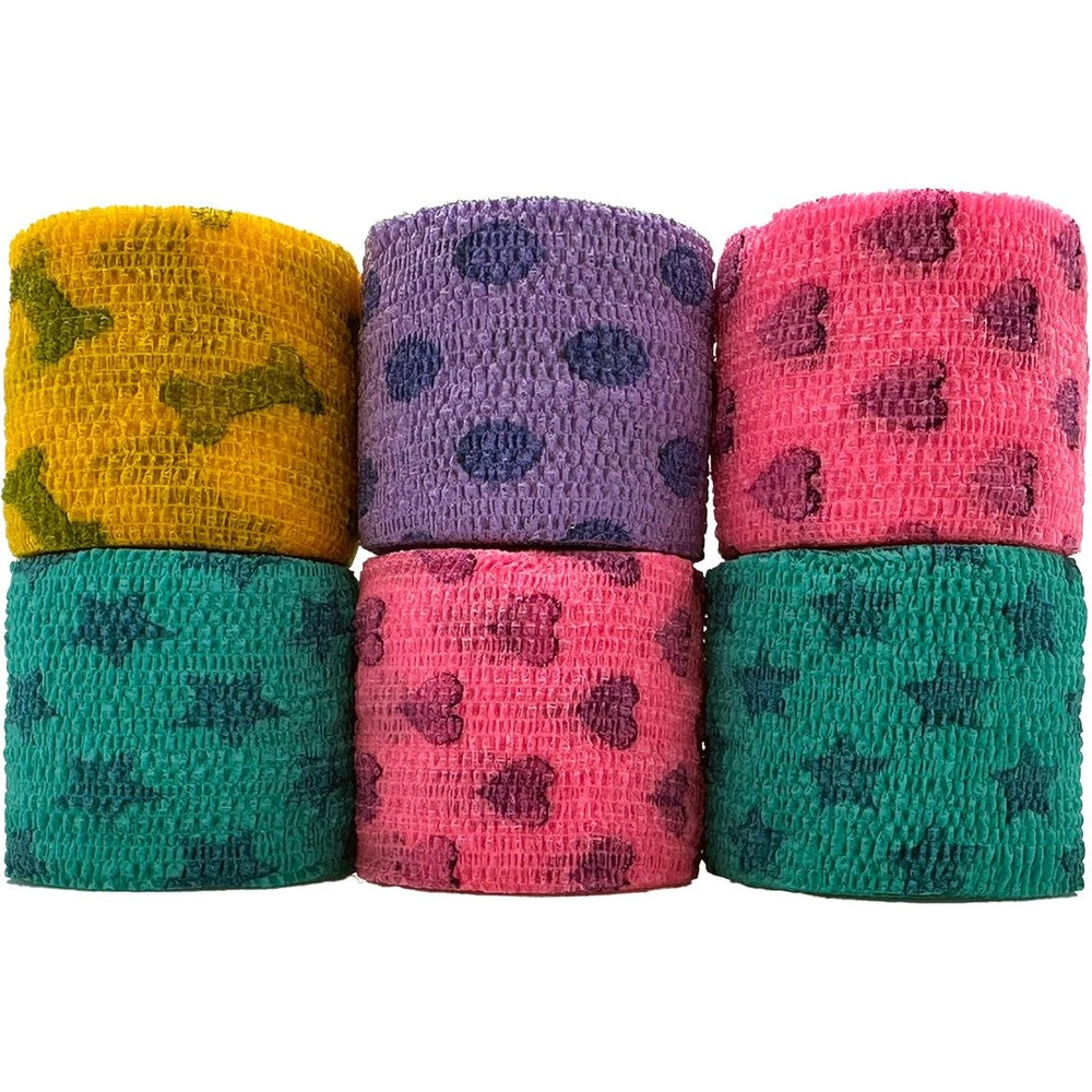 OVIK Health PetFlex Pet Pack front view of 6 colorful self adhering bandage rolls.