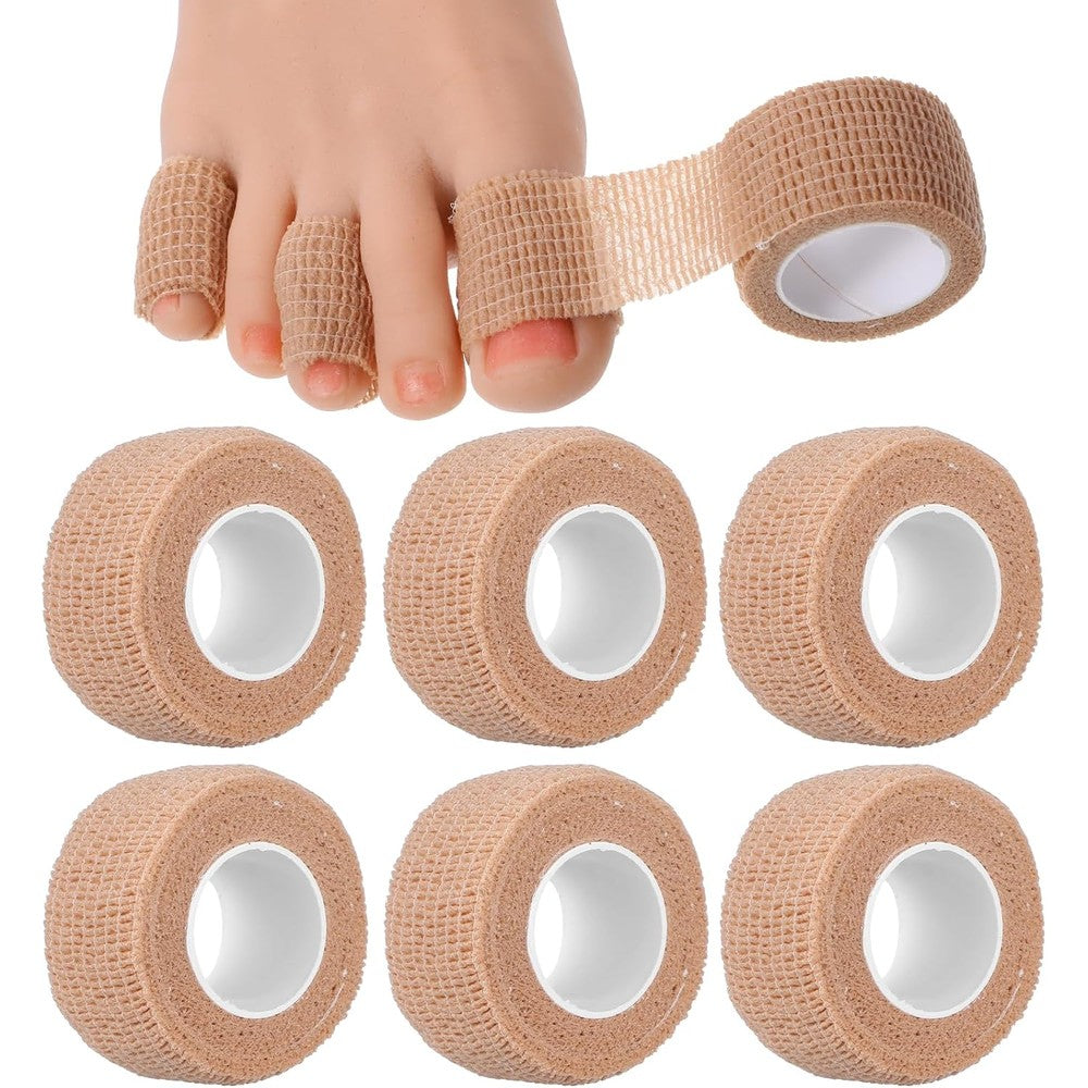 Wanmu 8 Rolls Big Toe Protectors Bandage front view for foot pain relief.