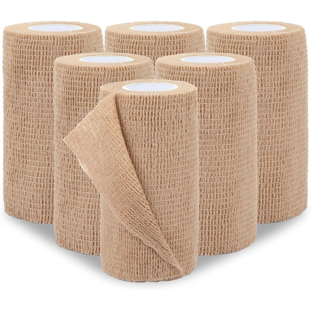 BEVTEE Self Adhesive Bandage Wrap 6 Pack front view medical grade compression tape