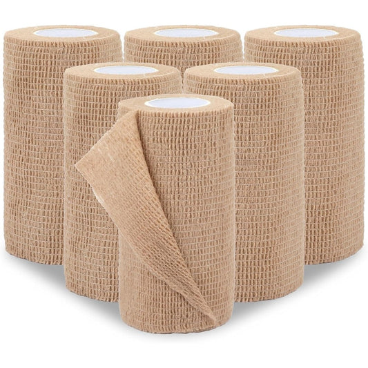 BEVTEE Self Adhesive Bandage Wrap 6 Pack front view medical grade compression tape