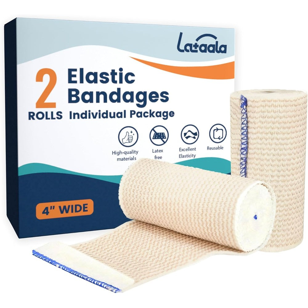 Lataala Premium Elastic Bandage Wrap front view of 2 pack set.