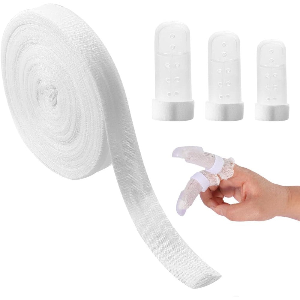 LAOJU Tubular Stockinette Gauze finger bandage roll front view for wound care.