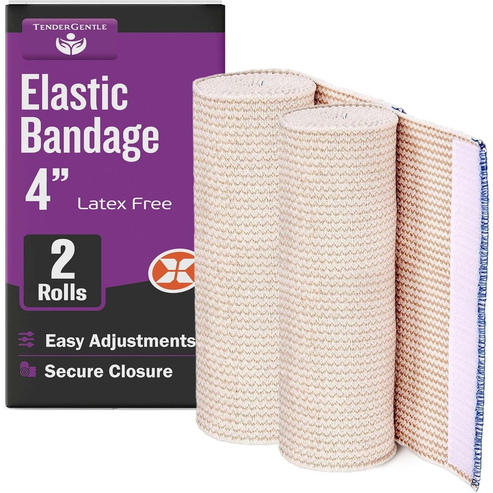 TenderGentle 4 Inch Elastic Bandage front view showing self-closure tab