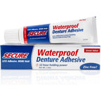 Secure Waterproof Denture Adhesive front view packaging of the zinc free cream