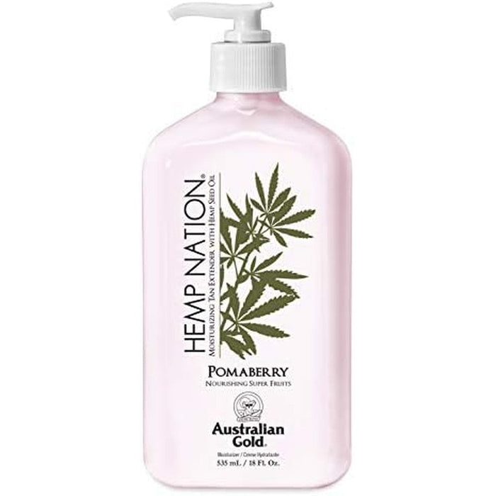 Australian Gold Hemp Nation Pomaberry moisturizing tan extender lotion front view bottle