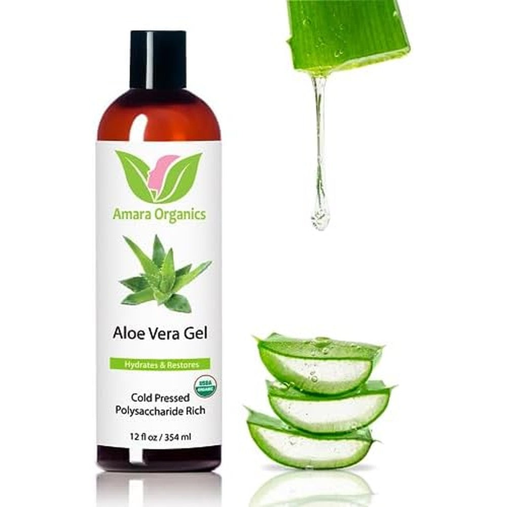 Amara Beauty Organic Aloe Vera Gel front view bottle
