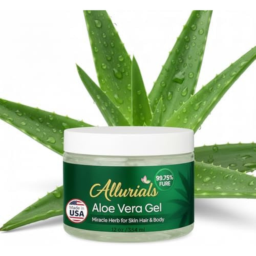 Allurials 99.75 Percent Pure Organic Aloe Vera Gel front view jar