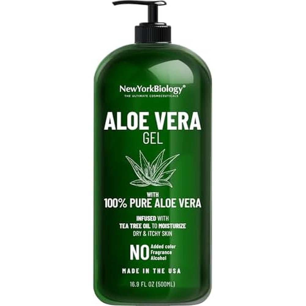 New York Biology Aloe Vera Gel bottle front view with tea tree oil