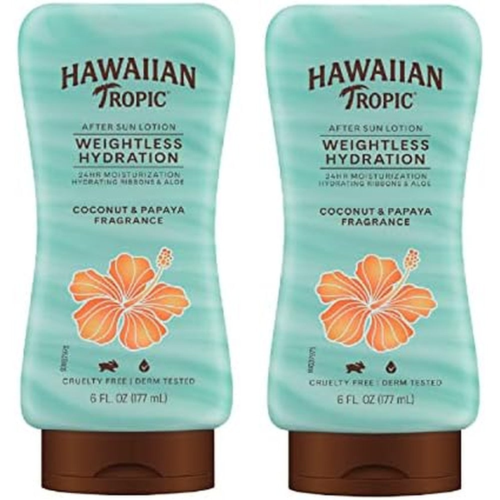 Hawaiian Tropic Weightless Hydration After Sun Lotion twin pack front view