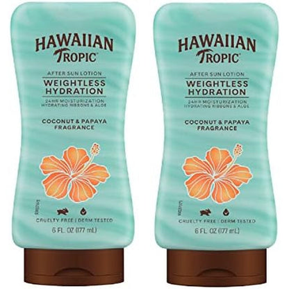Hawaiian Tropic Weightless Hydration After Sun Lotion twin pack front view