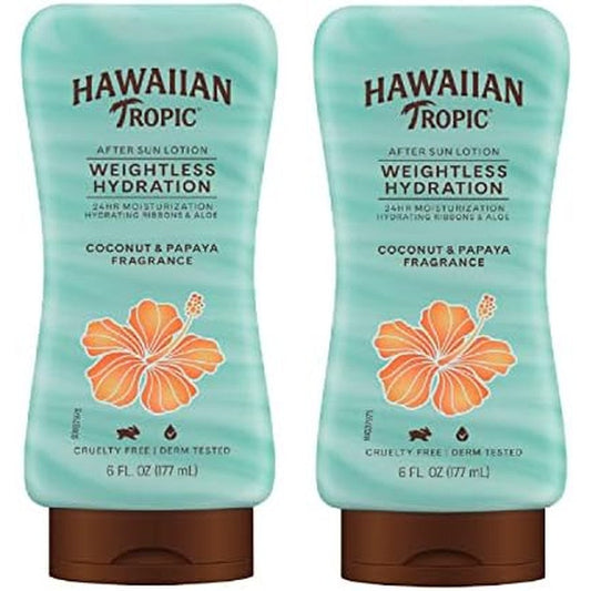 Hawaiian Tropic Weightless Hydration After Sun Lotion twin pack front view