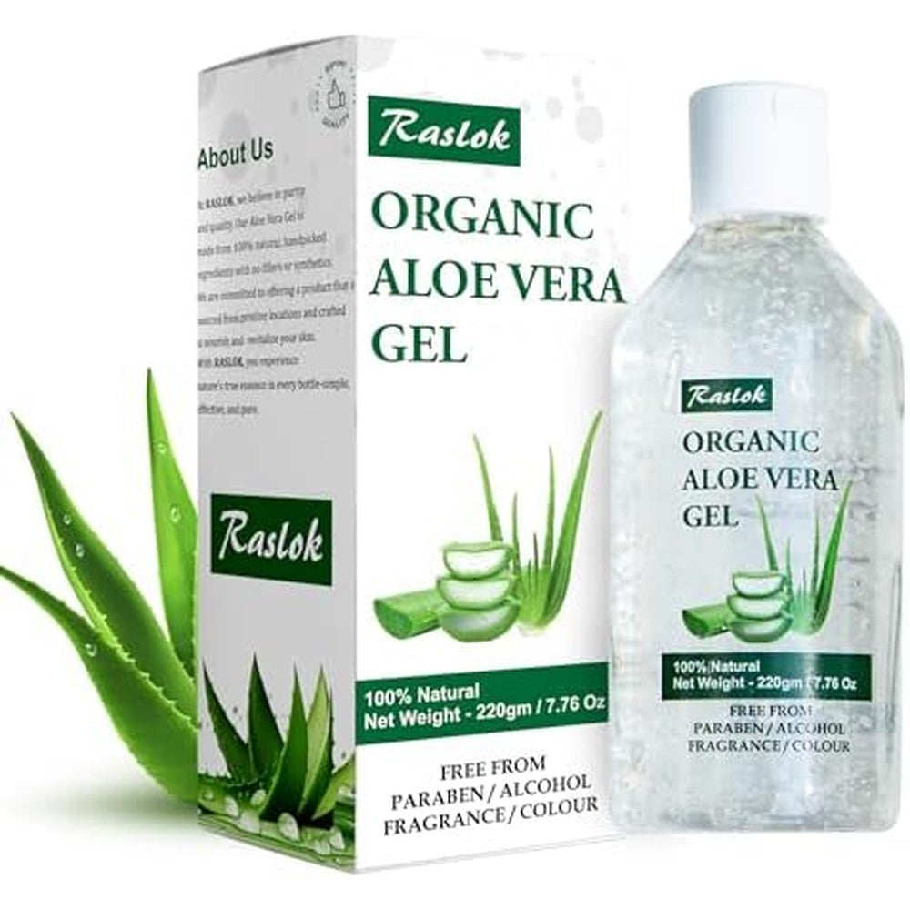 Raslok 99% Pure Natural Aloe Vera Gel bottle front view