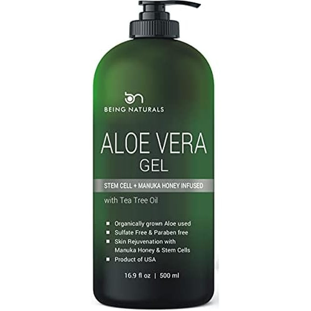 Being Naturals Aloe Vera Gel bottle front view with pump dispenser