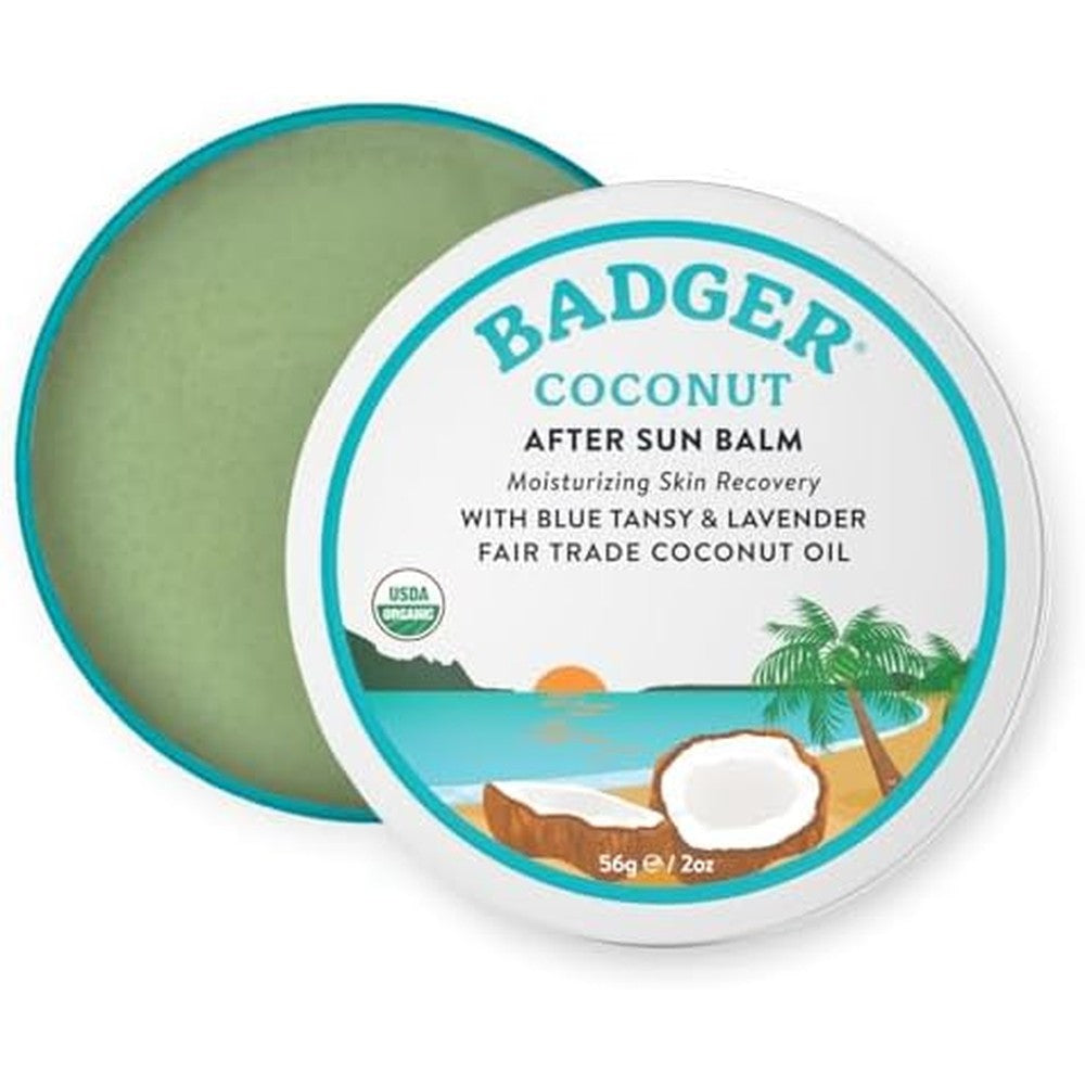 Badger Coconut After Sun Balm 2 Ounce tin front view