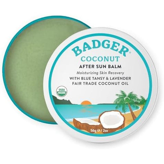 Badger Coconut After Sun Balm 2 Ounce tin front view