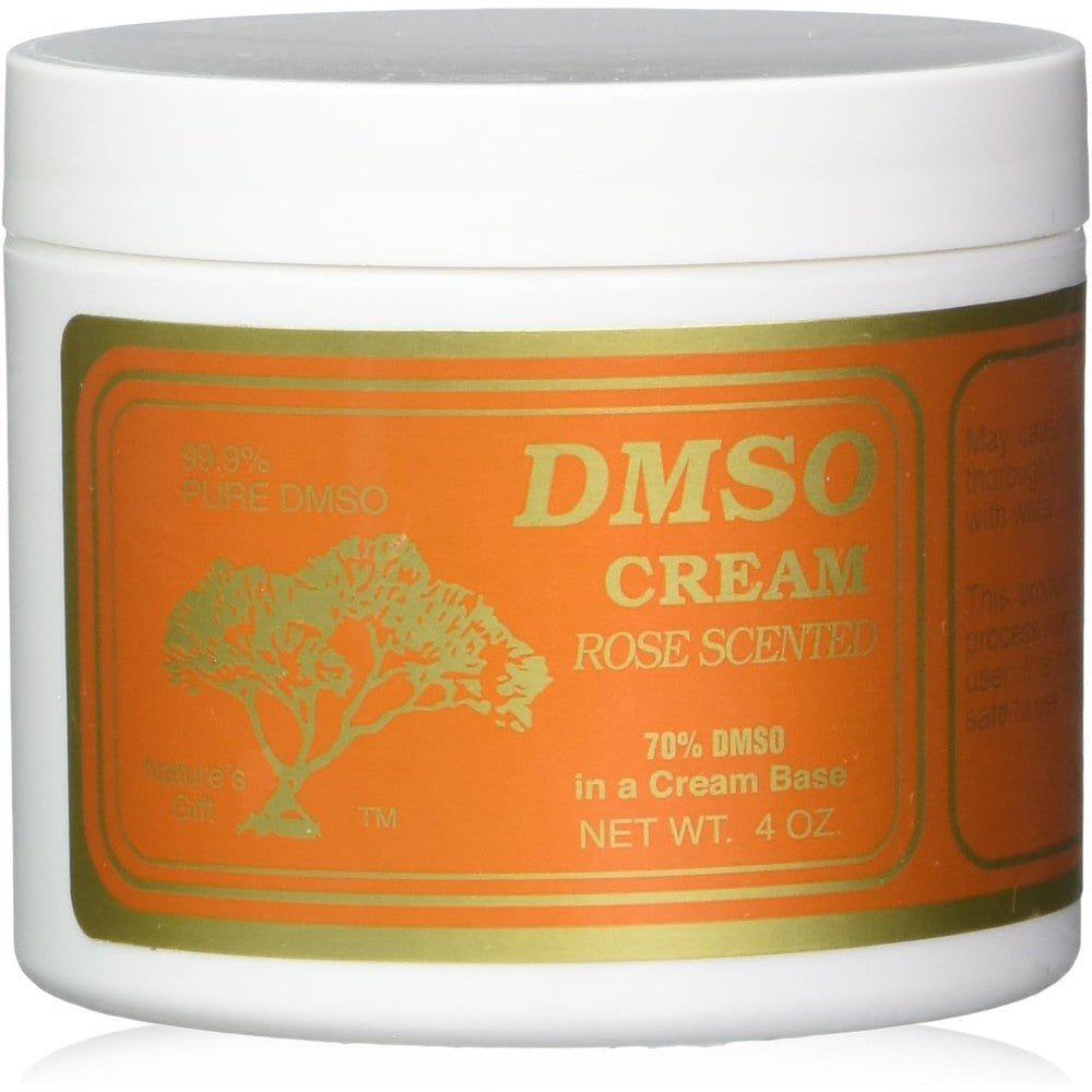 Natures Gift DMSO Cream Rose Scented 4 fluid ounce jar front view