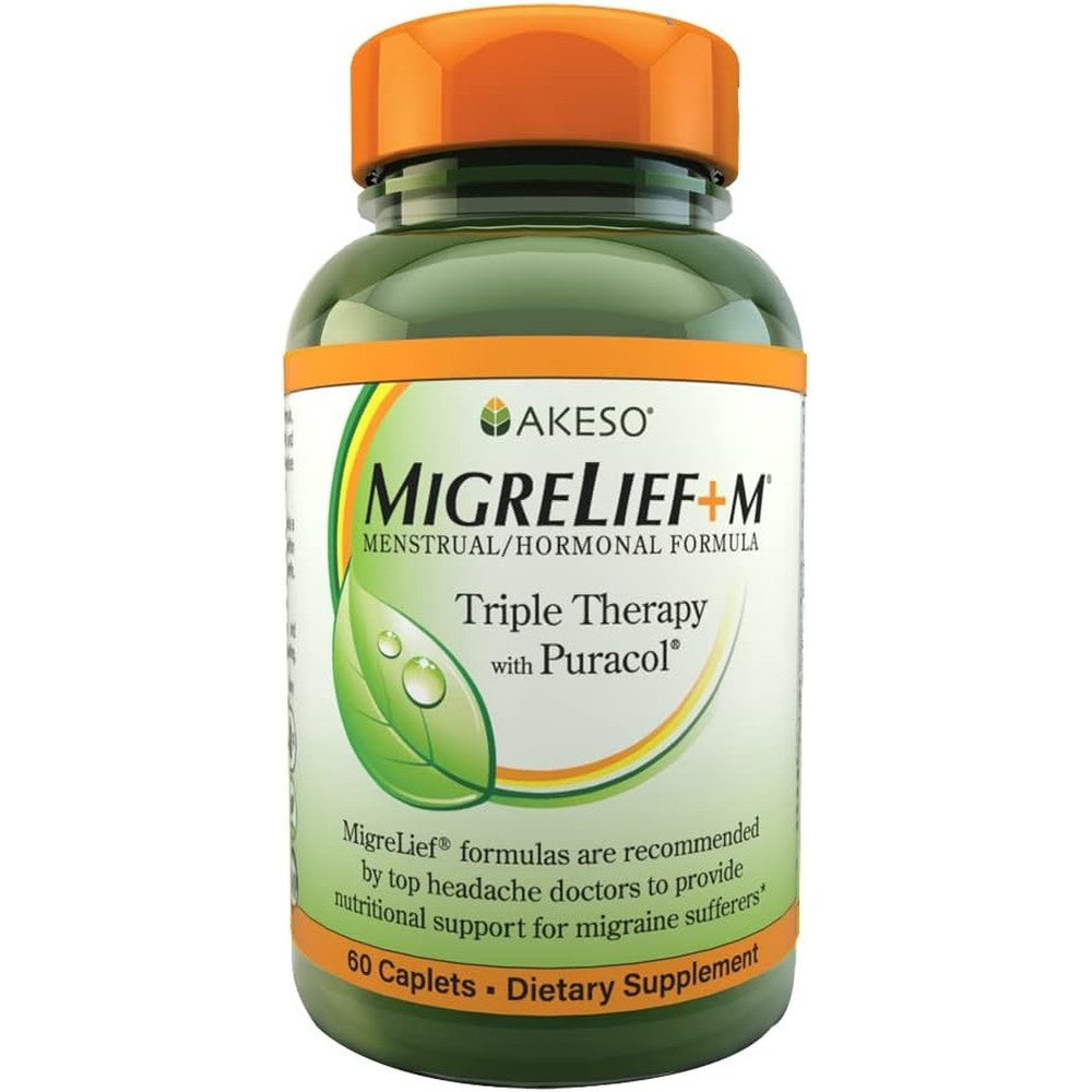 Akeso MigreLief+M nutritional supplement front view packaging