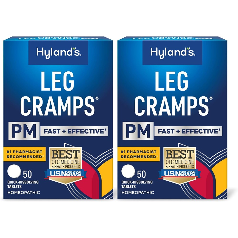 Hyland's Leg Cramps PM 2-pack front view for nighttime leg relief