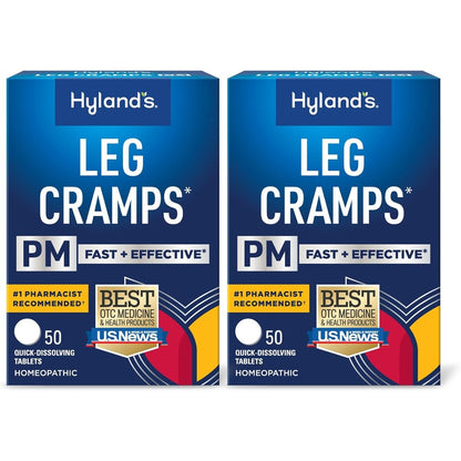 Hyland's Leg Cramps PM 2-pack front view for nighttime leg relief