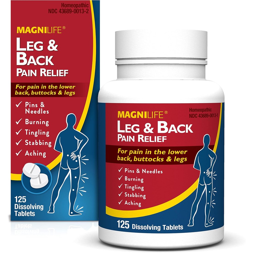 MagniLife Leg and Back Pain Relief Tablets 125 Count bottle front view