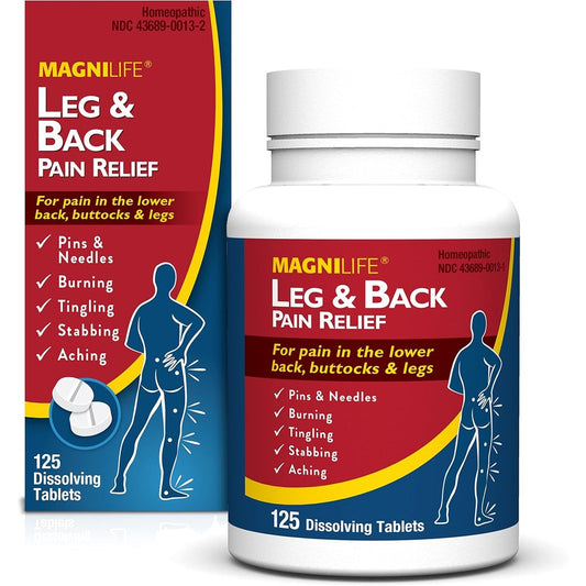 MagniLife Leg and Back Pain Relief Tablets 125 Count bottle front view