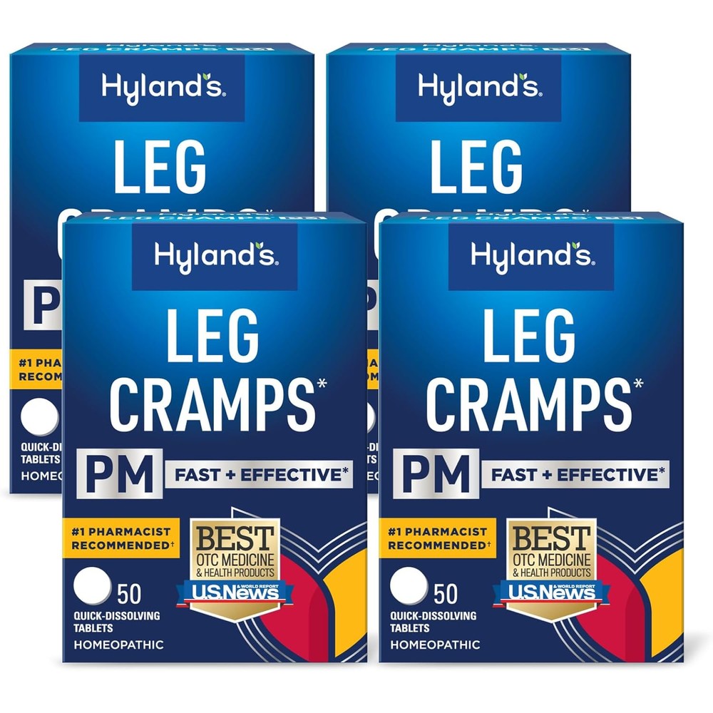 Hyland's Leg Cramps PM nighttime relief tablets front view