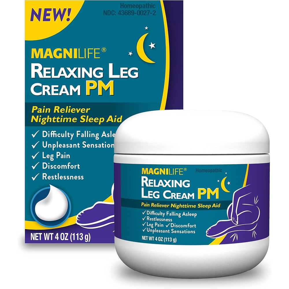 Magnilife Relaxing Leg Cream PM front packaging view for leg pain