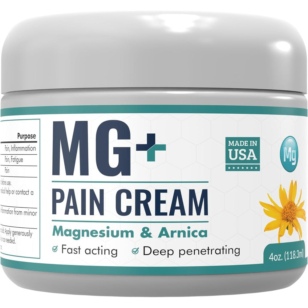 Mars Wellness MG+ Magnesium Pain Relief Cream 4 Ounce Tub front view