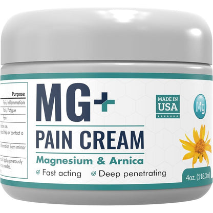 Mars Wellness MG+ Magnesium Pain Relief Cream 4 Ounce Tub front view