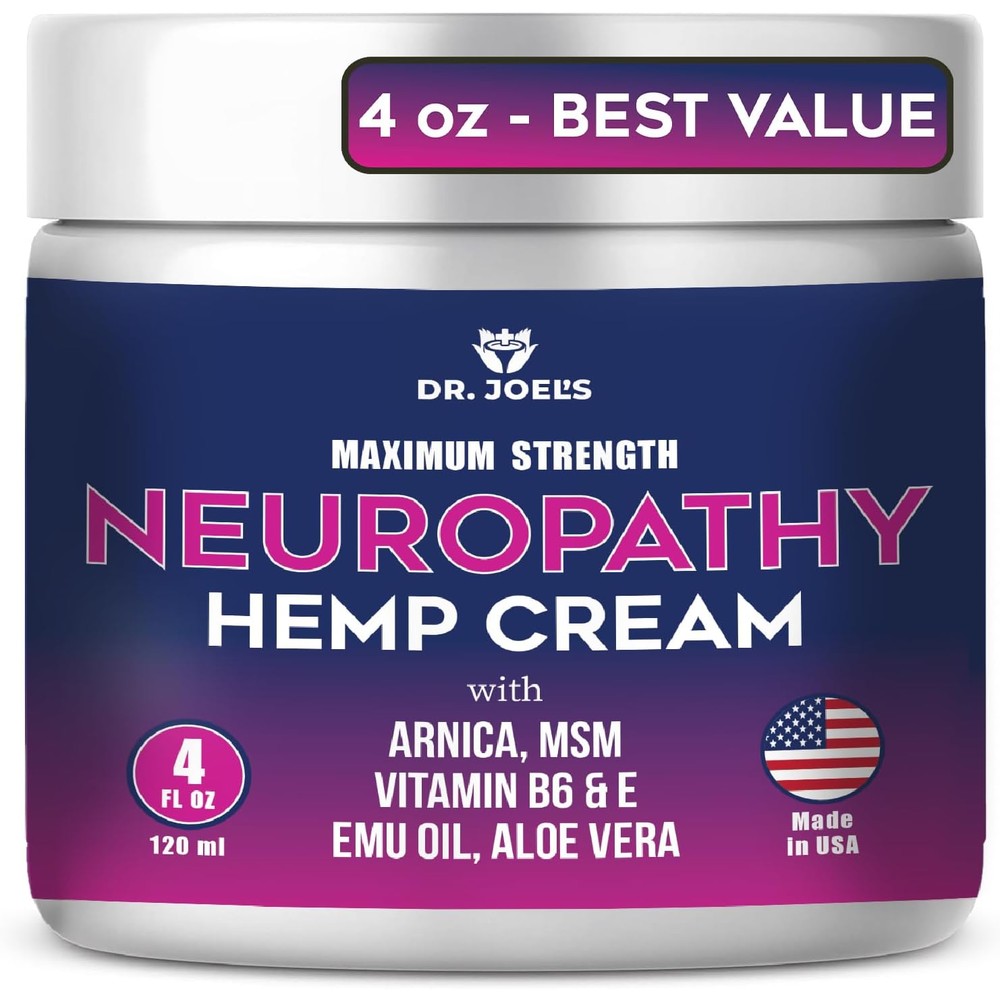 Dr. Joel's Neuropathy Nerve Relief Cream 4 Ounce jar front view