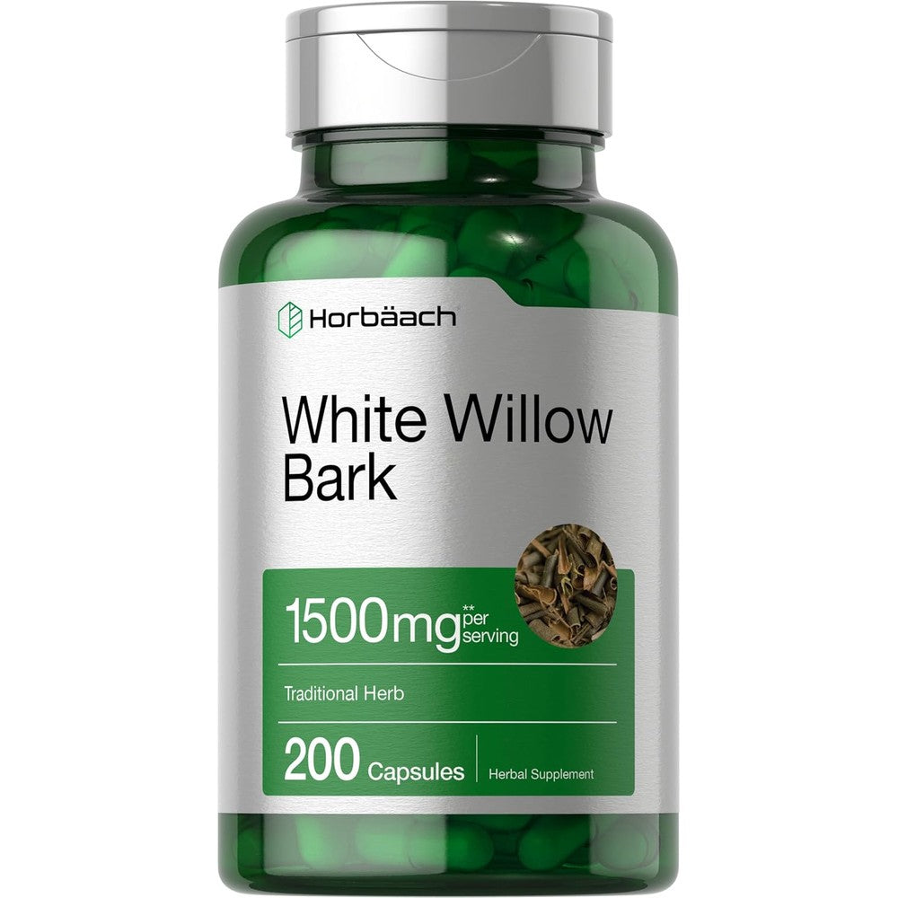 HorbÃ¤ach White Willow Bark 1500mg 200 capsules bottle for antioxidant support