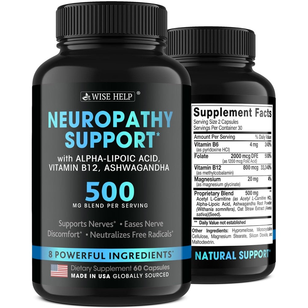 Wisehelp Neuropathy Support supplement bottle front view