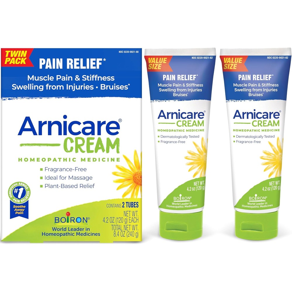 Boiron Arnicare Cream twin pack front view for muscle pain relief