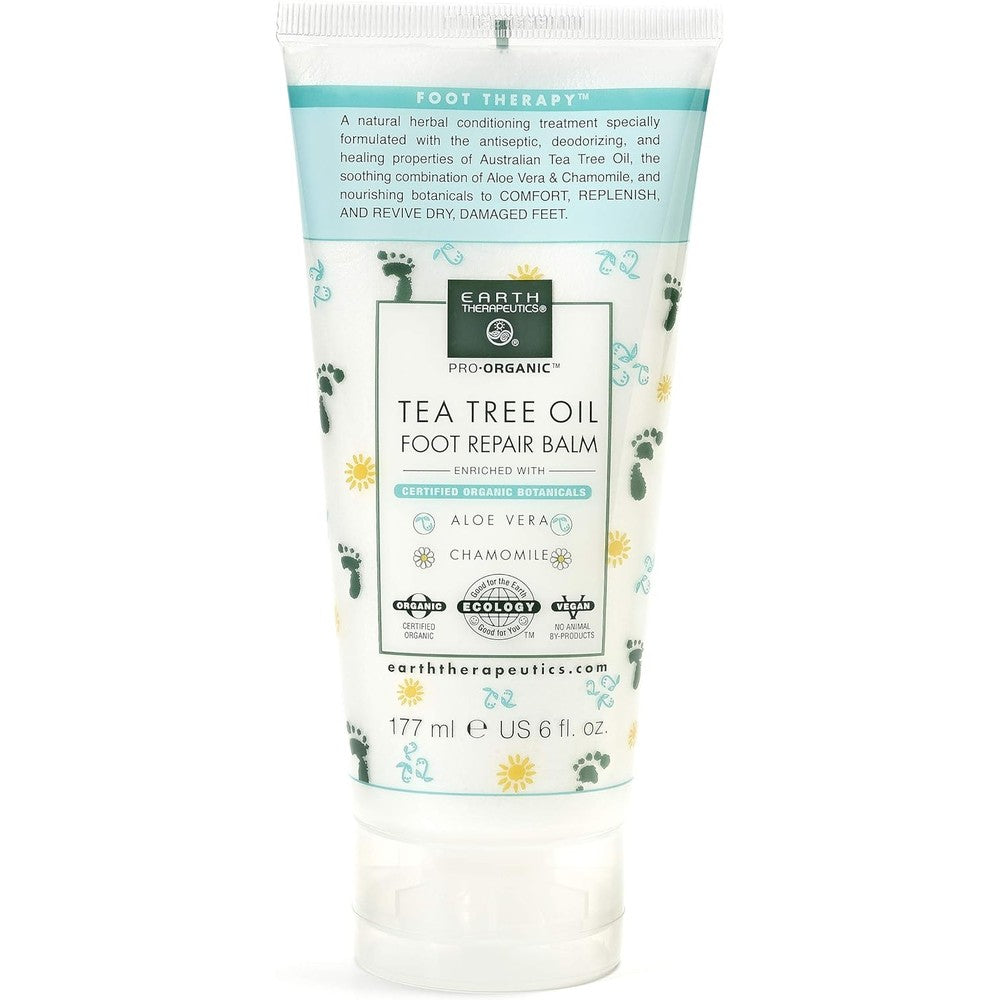 Earth Therapeutics Tea Tree Oil Foot Repair Balm front view for dry skin treatment
