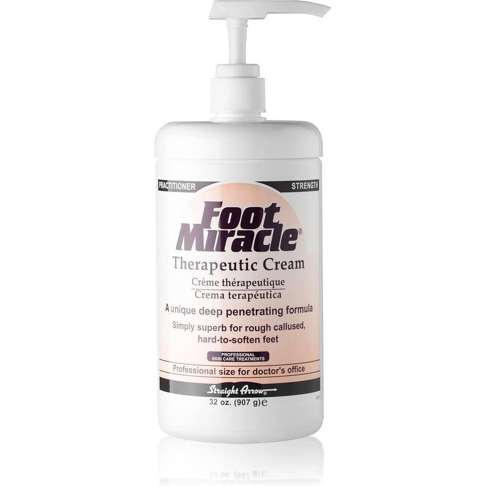 Foot Miracle Therapeutic Cream 32 Ounce pump bottle front view for cracked heel repair