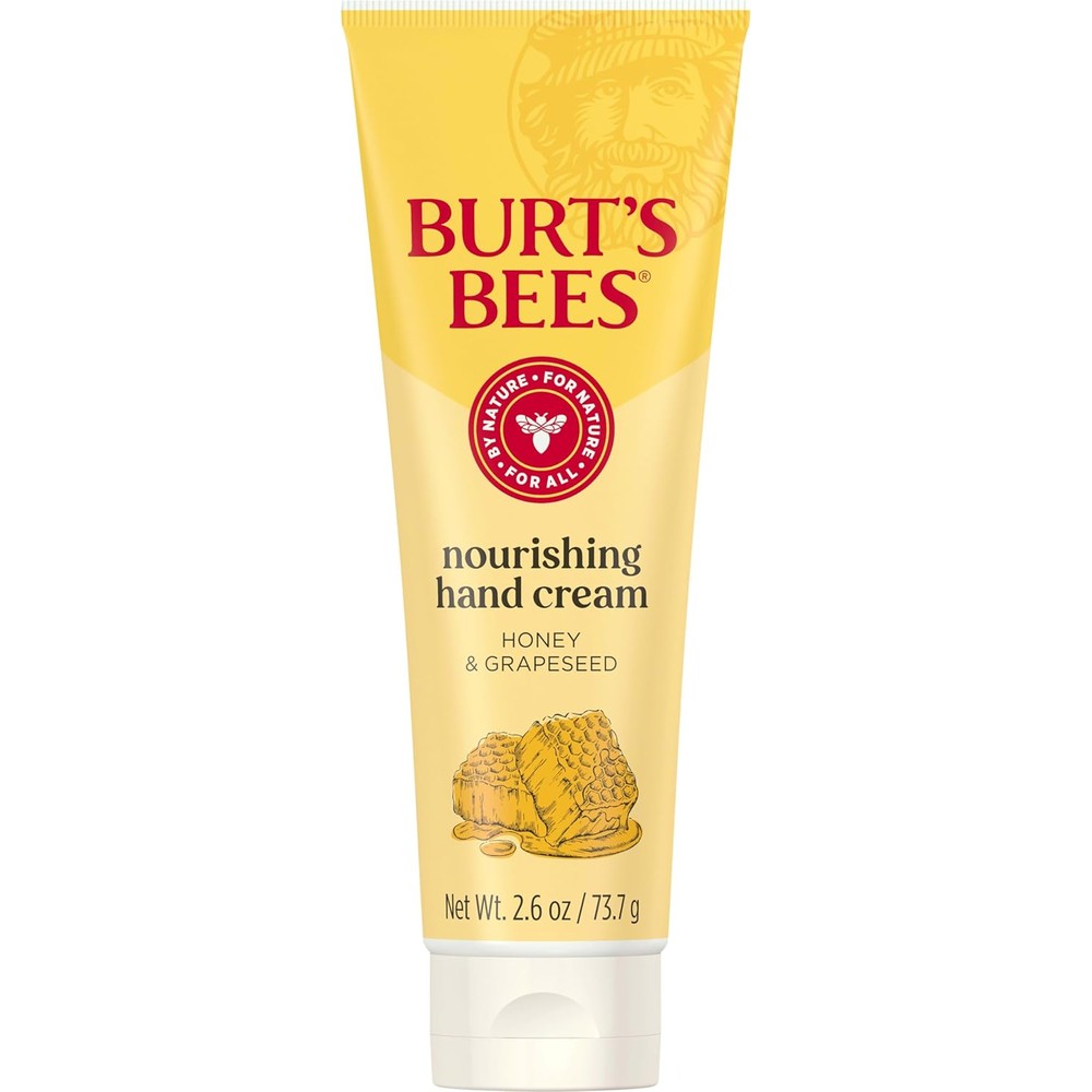 Burt's Bees Thoroughly Therapeutic Honey and Grapeseed Oil Hand Cream 2.6 Ounce tube front view showcasing premium natural moisturizing ingredients.