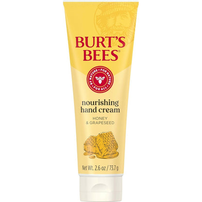 Burt's Bees Thoroughly Therapeutic Honey and Grapeseed Oil Hand Cream 2.6 Ounce tube front view showcasing premium natural moisturizing ingredients.