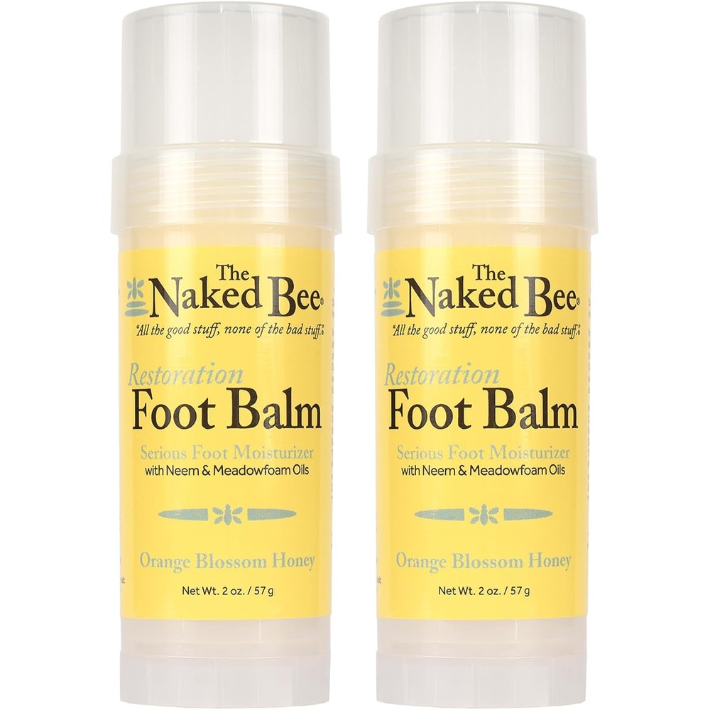 The Naked Bee Orange Blossom Honey Restoration Foot Balm front view 2 pack for cracked heel repair