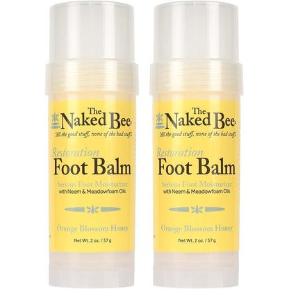 The Naked Bee Orange Blossom Honey Restoration Foot Balm front view 2 pack for cracked heel repair