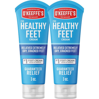 O'Keeffe's Healthy Feet Foot Cream front view of the three ounce tube pack for cracked heel repair.