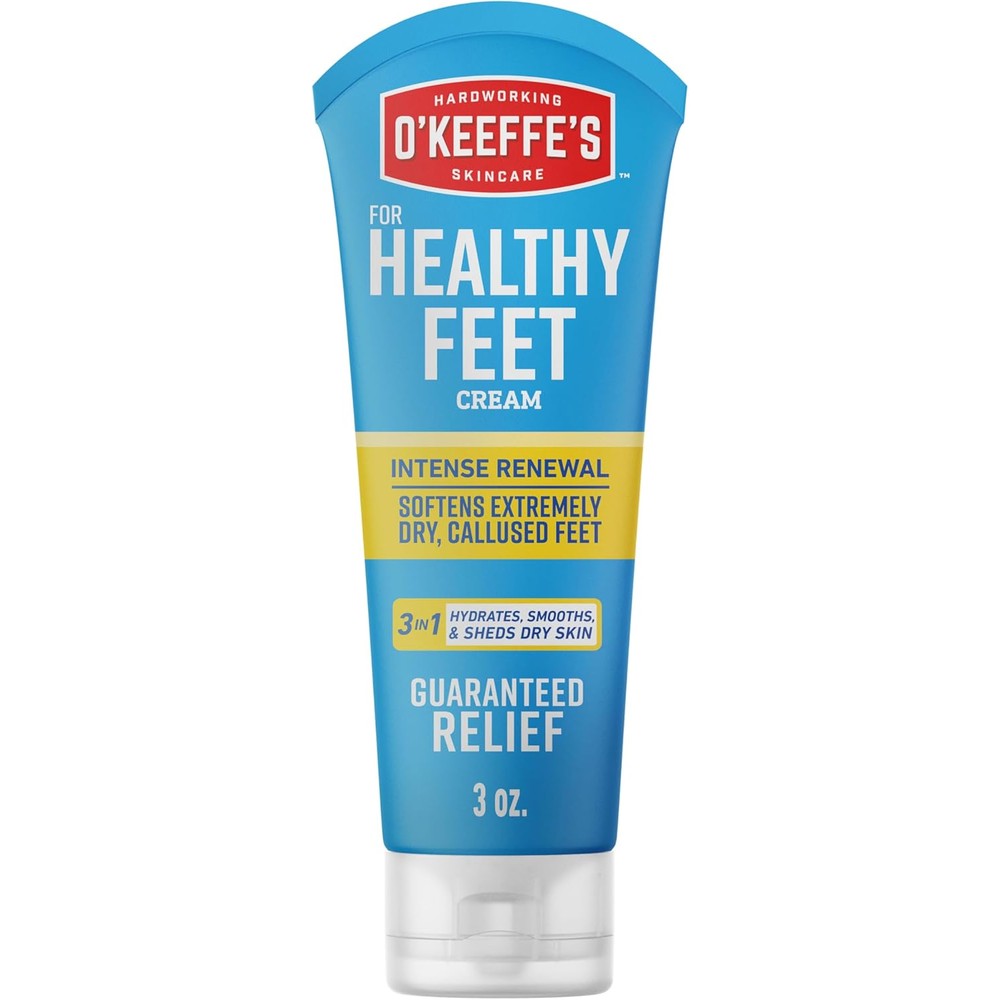 O'Keeffe's Healthy Feet Intense Renewal Cream 3 Ounce Tube front view showing exfoliating foot lotion packaging