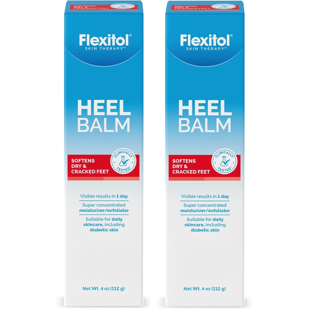 Flexitol Heel Balm front view showing authentic imported twin pack packaging