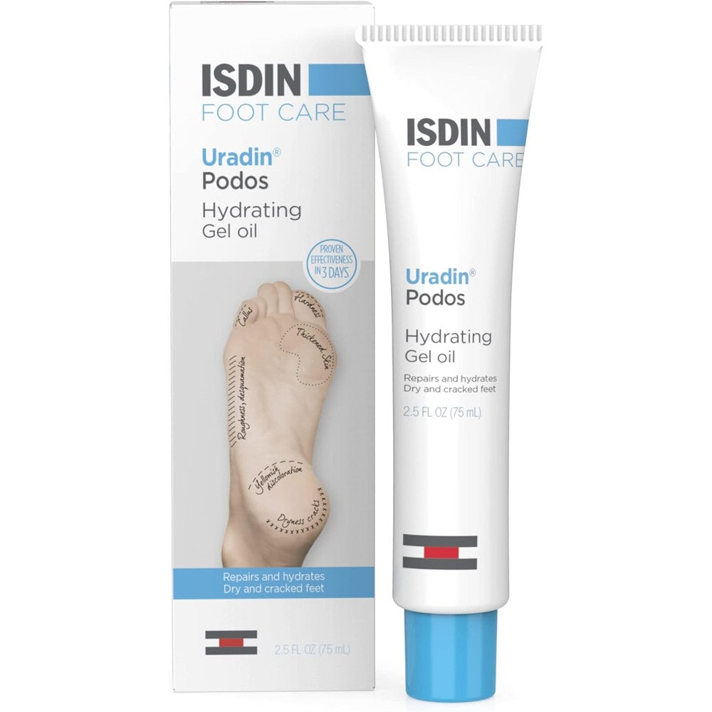 ISDIN Uradin Podos Gel Oil foot care cream front view for dry cracked heel repair
